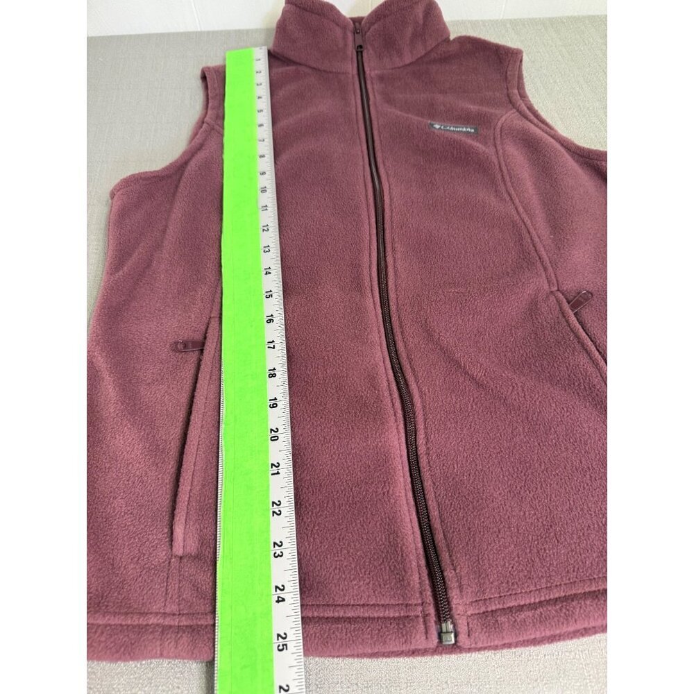 Columbia Womens Burgundy Fleece Vest  Large Full-Zip Athleisure Outdoors - Picture 7 of 9